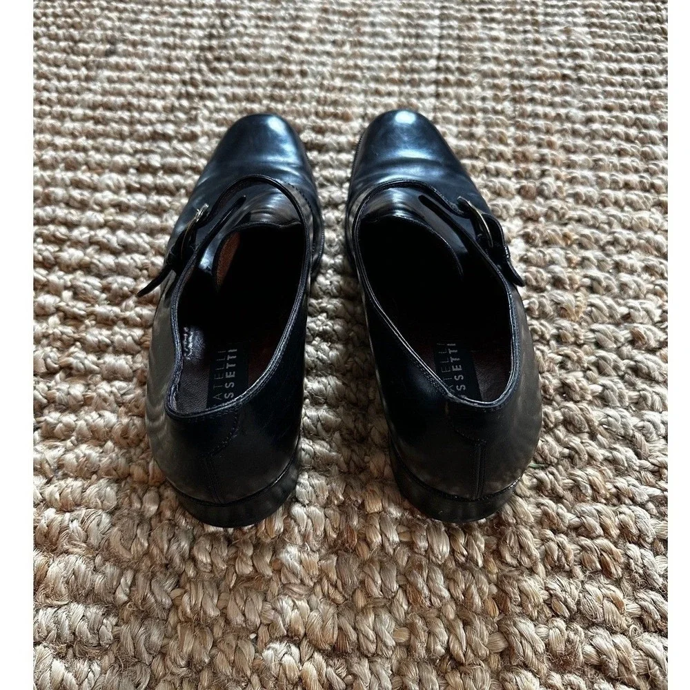 Fratelli‎ Rossetti Black Leather Double Monk Strap Shoes Men's Size 8